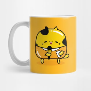 yellow cat reporter profession Mug